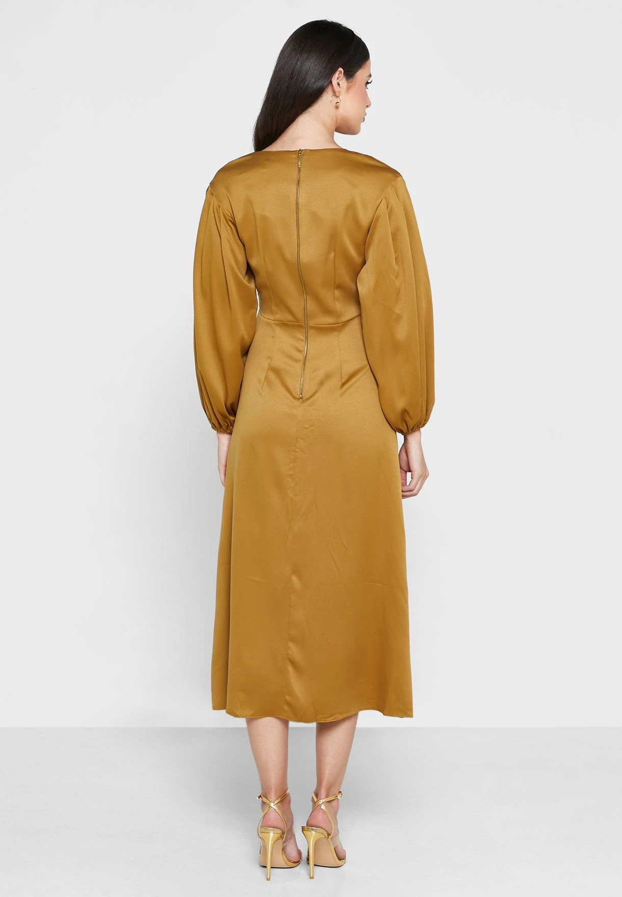 Front Slit Puff Sleeve Dress 2 Front Slit Puff Sleeve Dress - Image 2