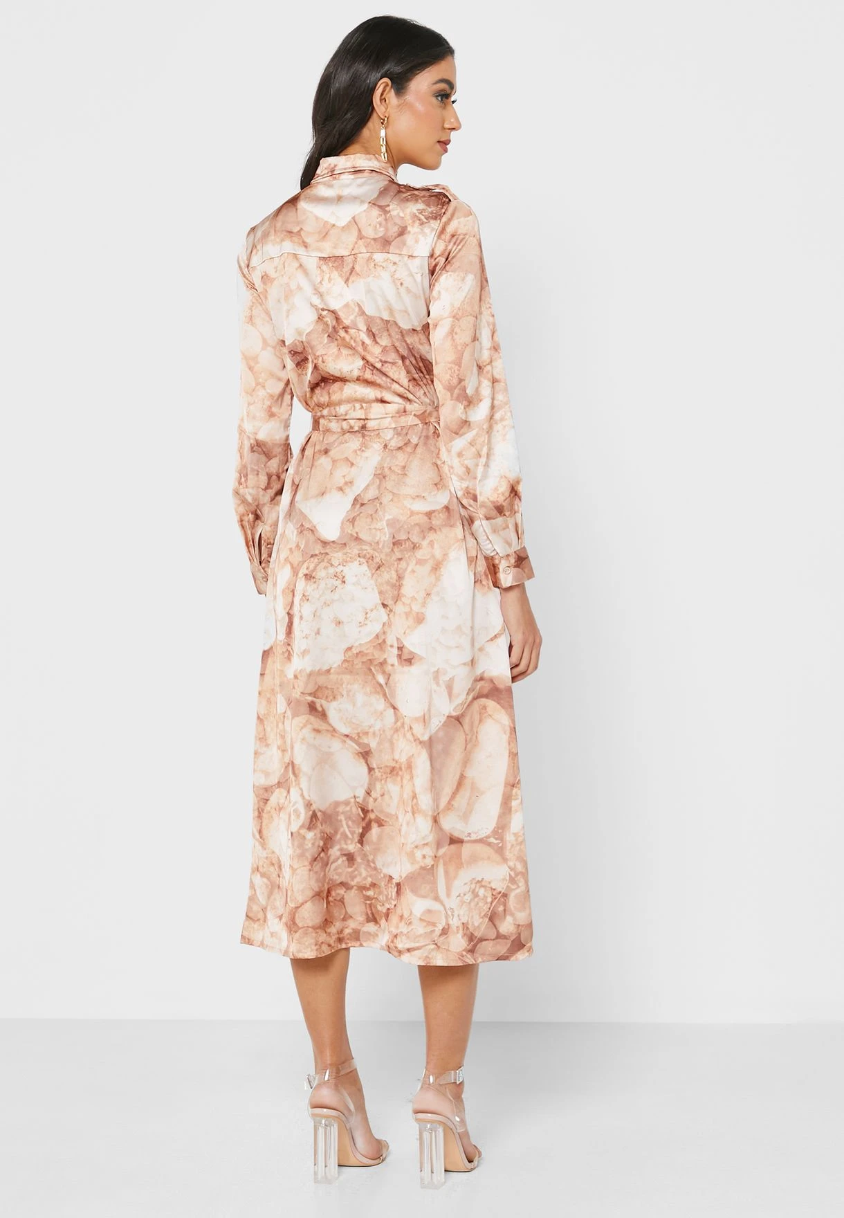 Printed Tie Detail Shirt Dress 2 Printed Tie Detail Shirt Dress - Image 2