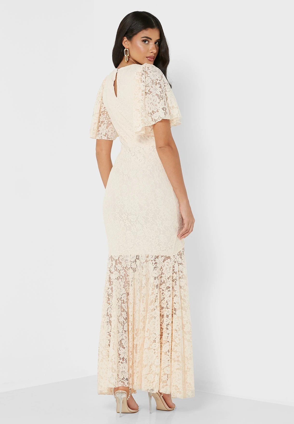 Little Mistress Surplice Lace Trim Ruffle Hem Dress 2 Little Mistress Surplice Lace Trim Ruffle Hem Dress - Image 2