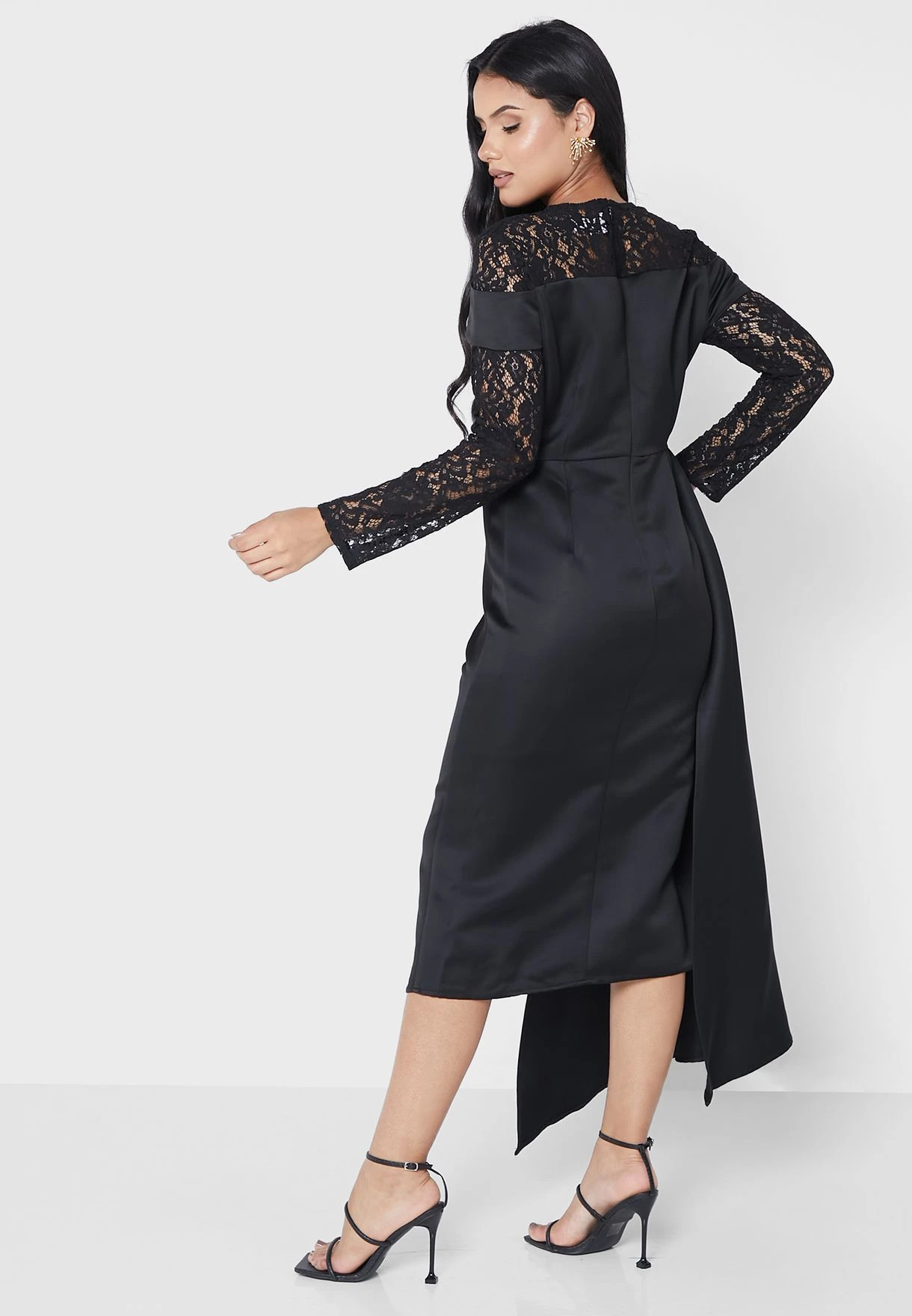 Side Split Mesh Insert Drape Detail Dress 2 Side Split Mesh Insert Drape Detail Dress - Image 2