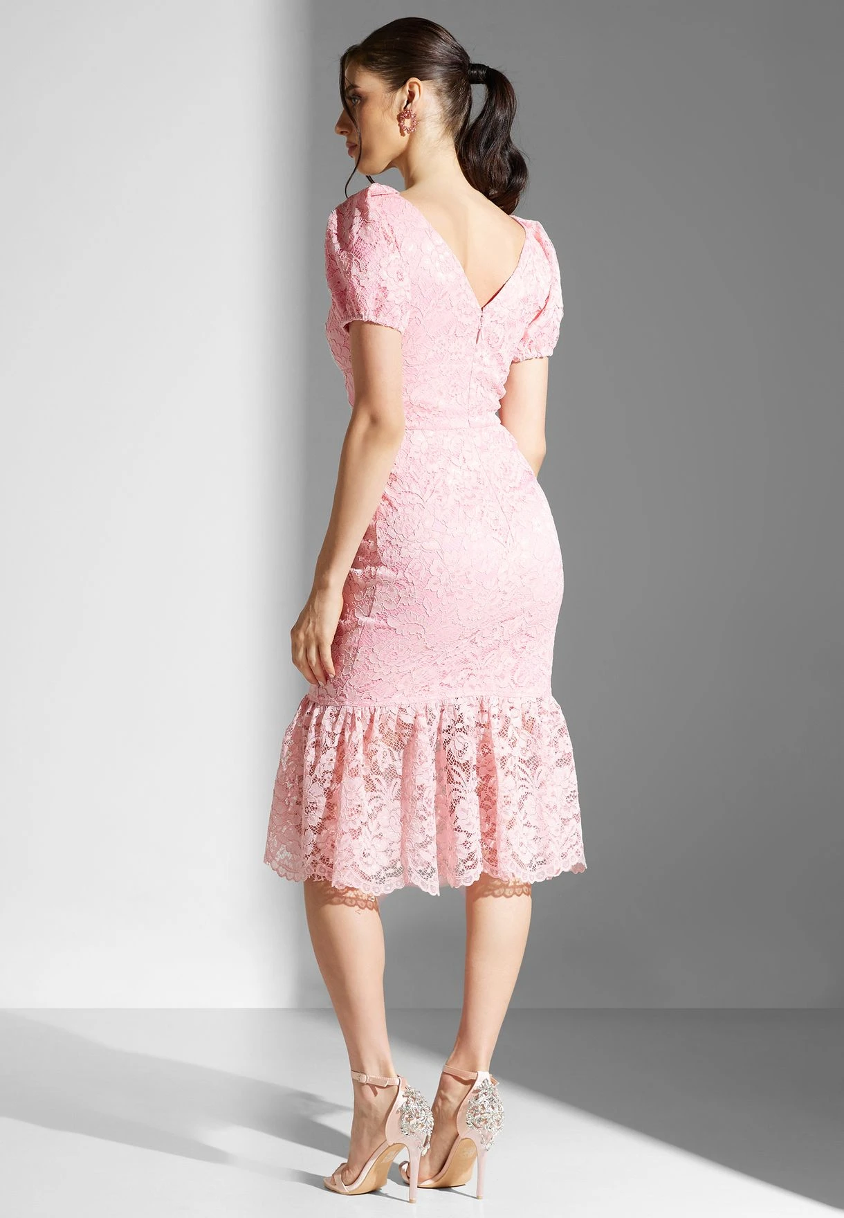 Puff Sleeve Lace Detail Dress 2 Puff Sleeve Lace Detail Dress - Image 2