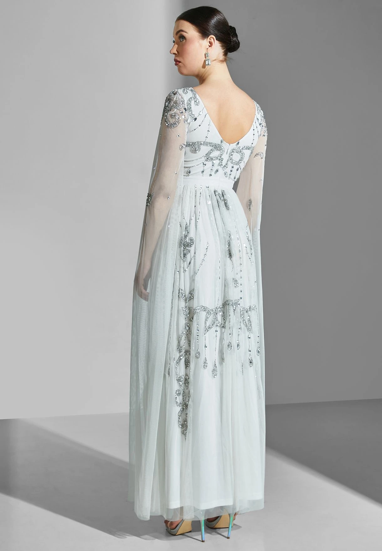 Embellished Mesh Detail Ruffle Dress 2 Embellished Mesh Detail Ruffle Dress - Image 2