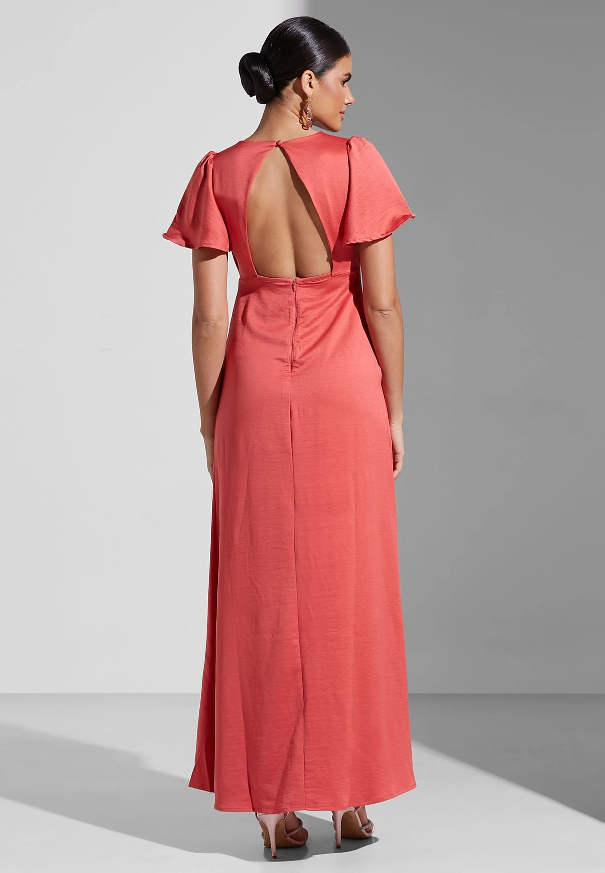 Plunge Neck Ruffle Sleeve Dress 2 Plunge Neck Ruffle Sleeve Dress - Image 2