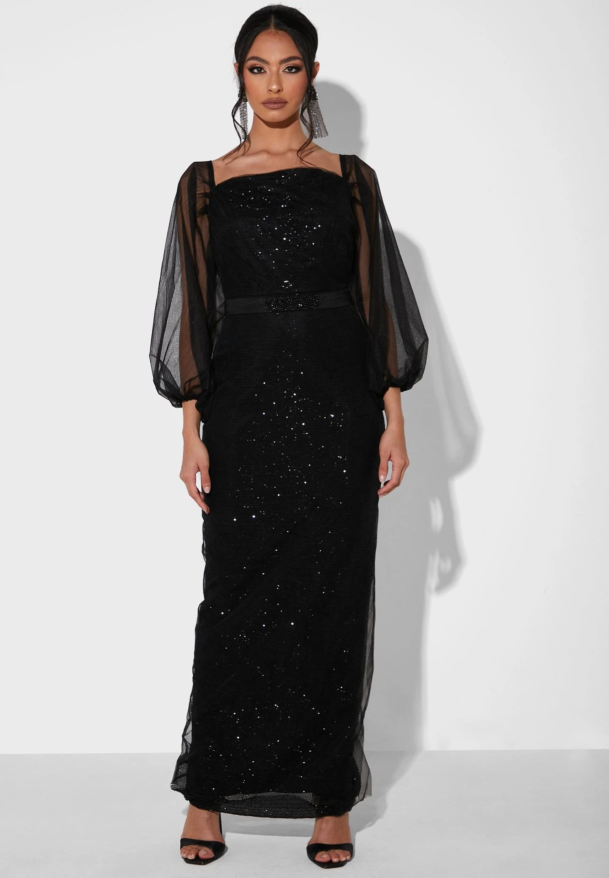 Puff Sleeves Embellished Dress 2 Puff Sleeves Embellished Dress - Image 2