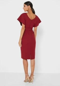 Surplice Detail Belted Dress -Silk Bloom Dresses Store 2 zoom desktop 1849