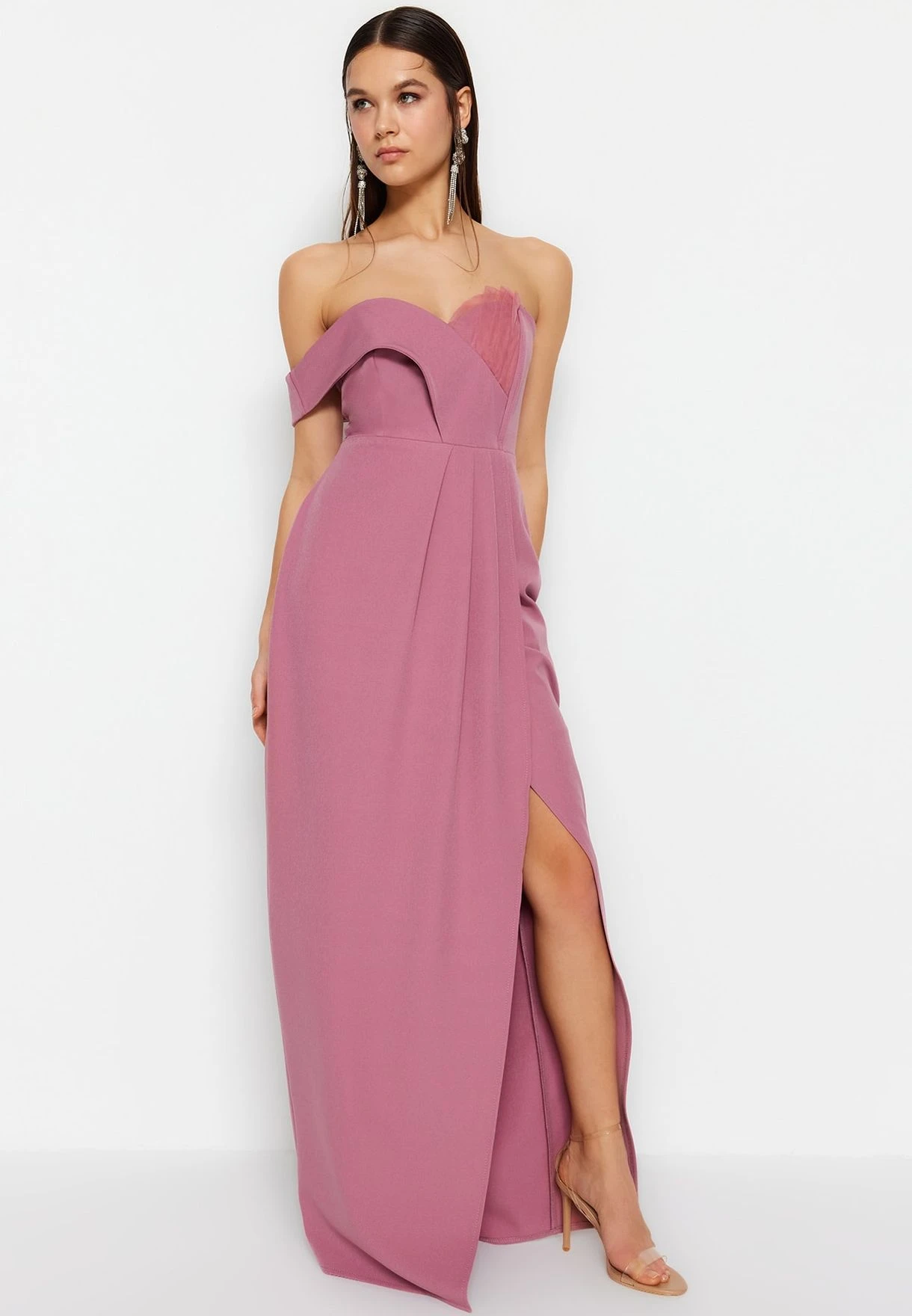 Trendyol Bardot Pleated Wrap Dress 2 Trendyol Bardot Pleated Wrap Dress - Image 2