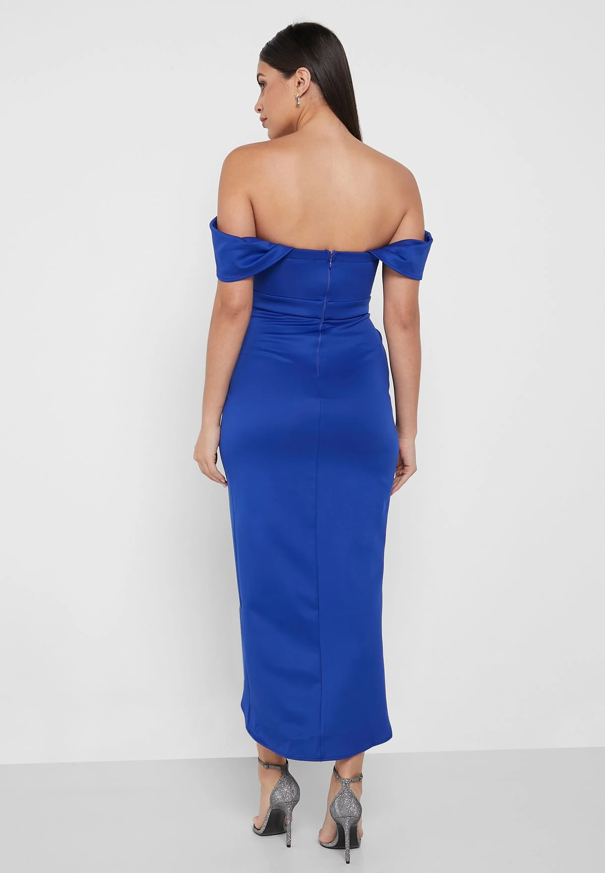 TFNC Front Split Bardot Dress 2 TFNC Front Split Bardot Dress - Image 2