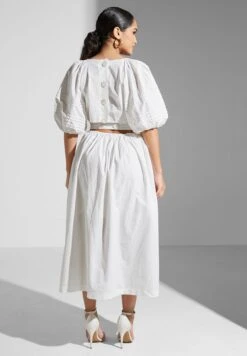 Puff Sleeve Pleated Dress -Silk Bloom Dresses Store 2 zoom desktop 1893