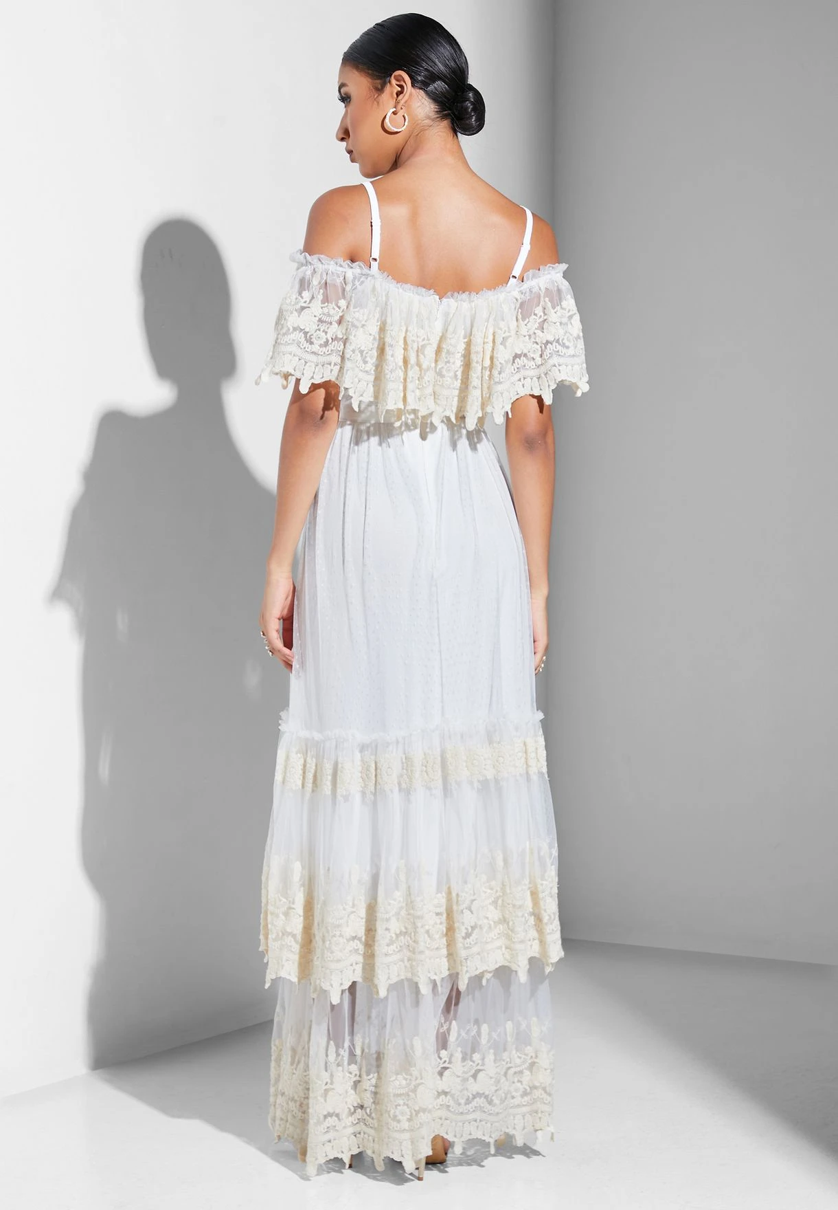 Strappy Bardot Ruffle Detail Dress 2 Strappy Bardot Ruffle Detail Dress - Image 2