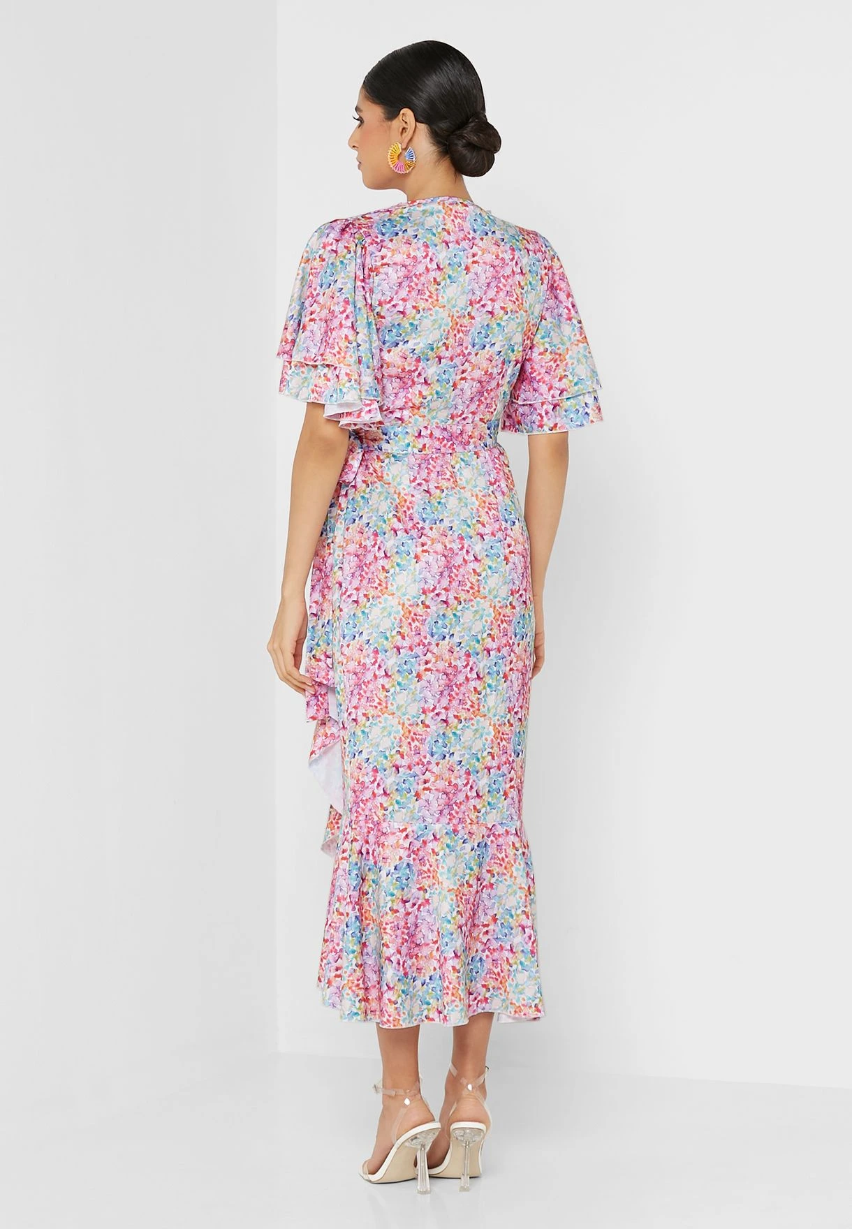 Little Mistress Floral Print Ruffle Detail Dress 2 Little Mistress Floral Print Ruffle Detail Dress - Image 2