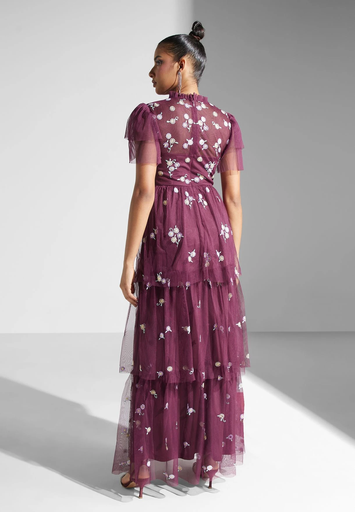 Floral Mesh Embroidered Tiered Dress 2 Floral Mesh Embroidered Tiered Dress - Image 2