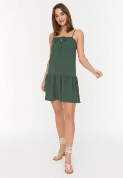 Trendyol Tie Detail Strappy Ruffle Hem Dress -Silk Bloom Dresses Store 2 zoom desktop 230