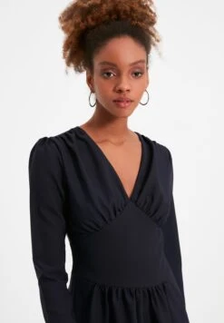 Trendyol Shirred V-Neck Dress -Silk Bloom Dresses Store 2 zoom desktop 239