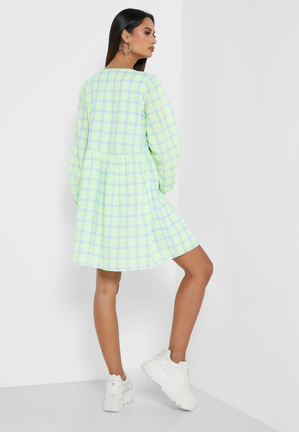 Noisy May V-Neck Check Mini Dress 2 Noisy May V-Neck Check Mini Dress - Image 2