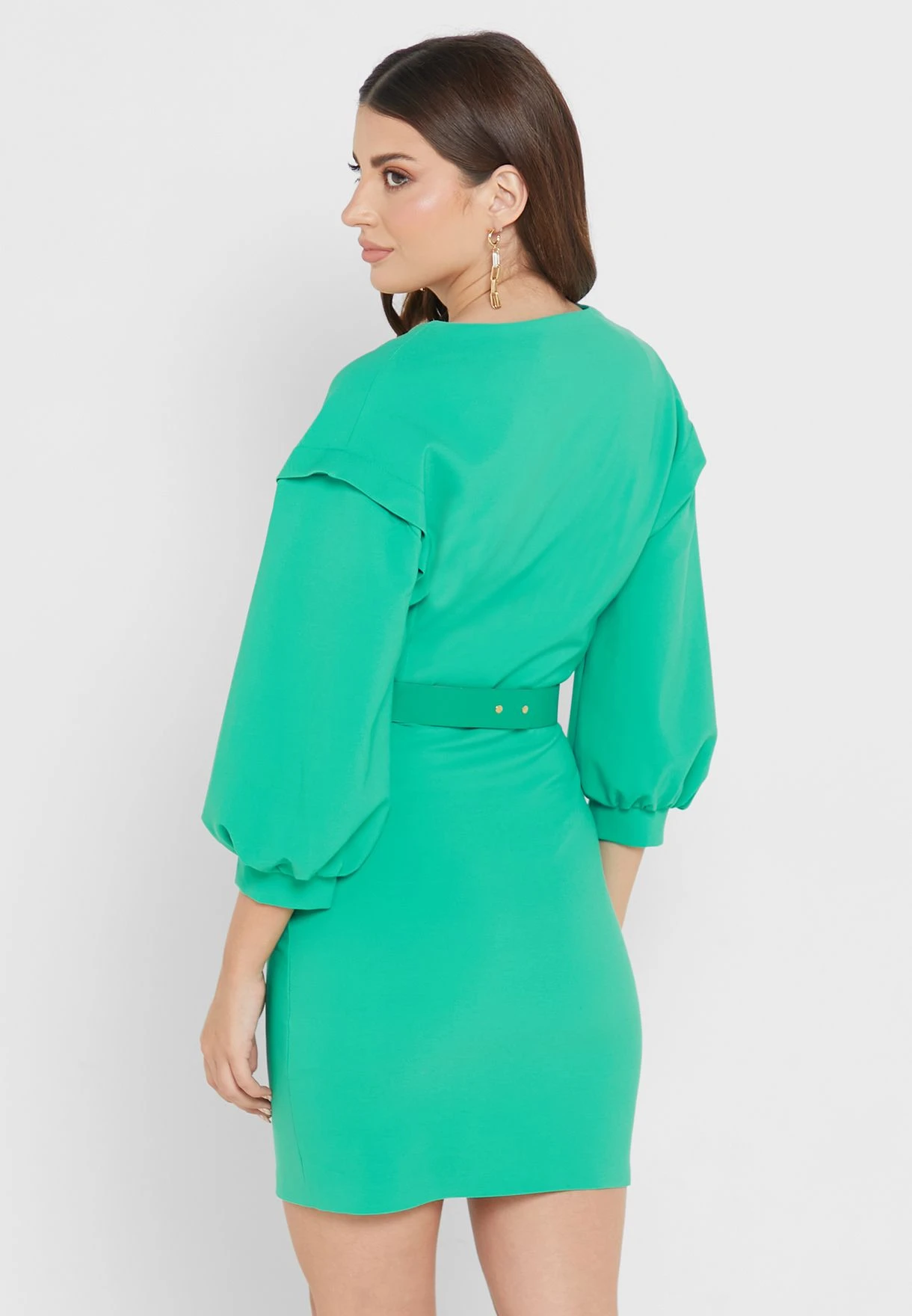 Puff Sleeve Belted Dress 2 Puff Sleeve Belted Dress - Image 2