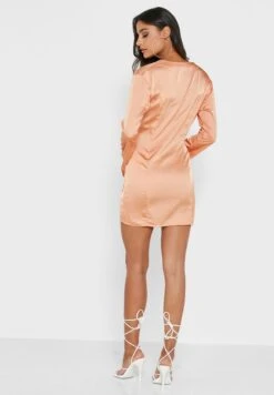 Public Desire Front Slit V-Neck Wrap Dress -Silk Bloom Dresses Store 2 zoom desktop 320