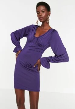 Trendyol Balloon Sleeve Knitted Bodycon Dress 6 Trendyol Balloon Sleeve Knitted Bodycon Dress -Silk Bloom Dresses Store 2 zoom desktop 380