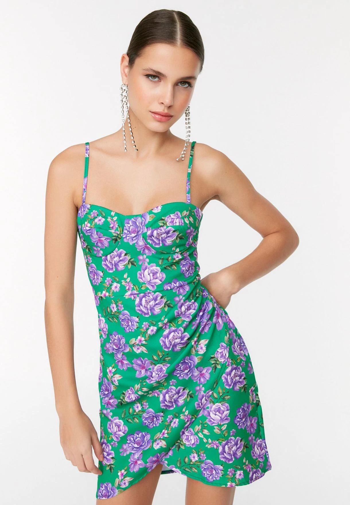 Trendyol Strappy Floral Print Wrap Dress 2 Trendyol Strappy Floral Print Wrap Dress - Image 2