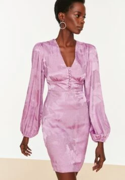 Trendyol Balloon Sleeve Button Detail Dress -Silk Bloom Dresses Store 2 zoom desktop 413