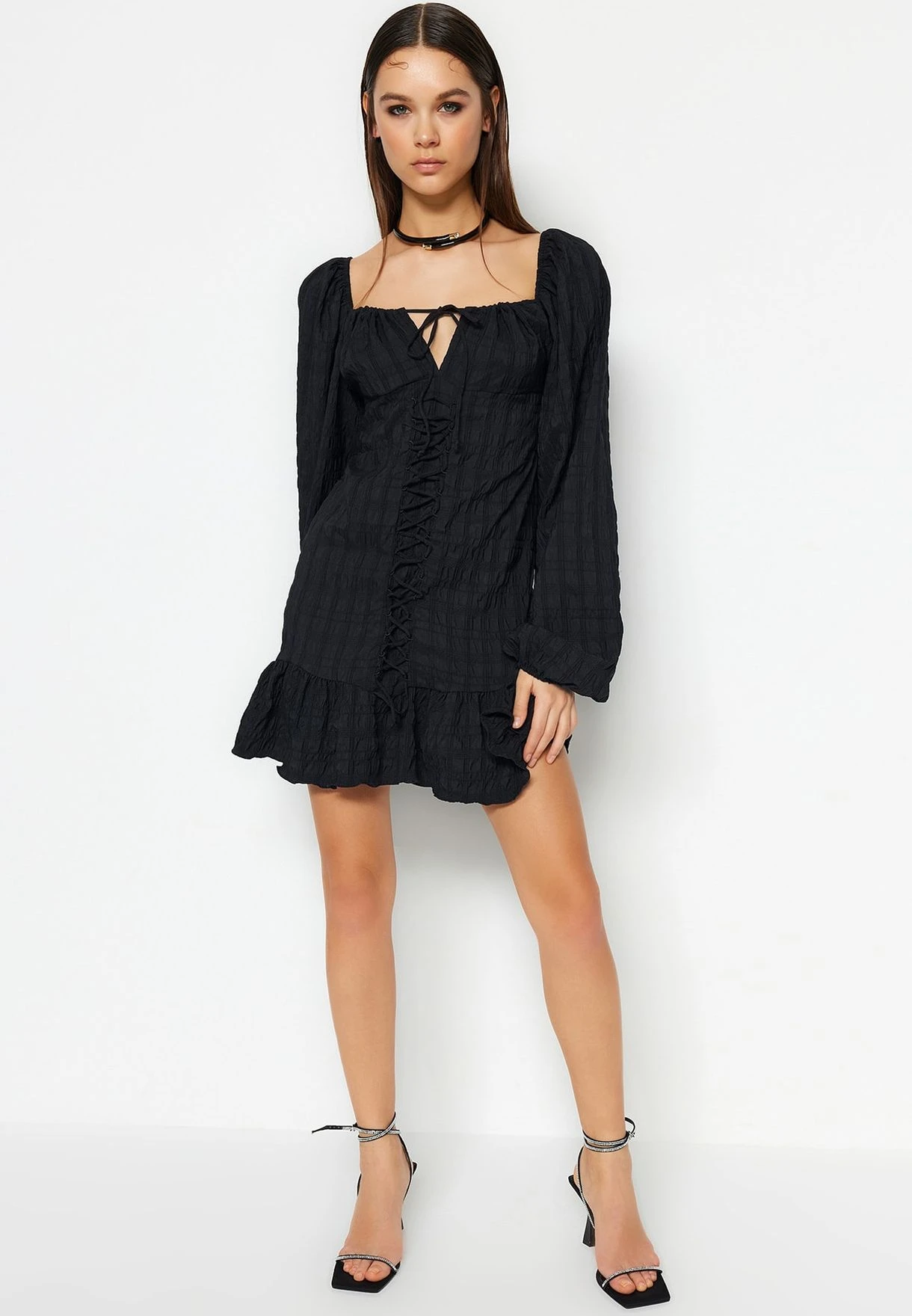 Trendyol Puff Sleeve Strappy Dress 2 Trendyol Puff Sleeve Strappy Dress - Image 2