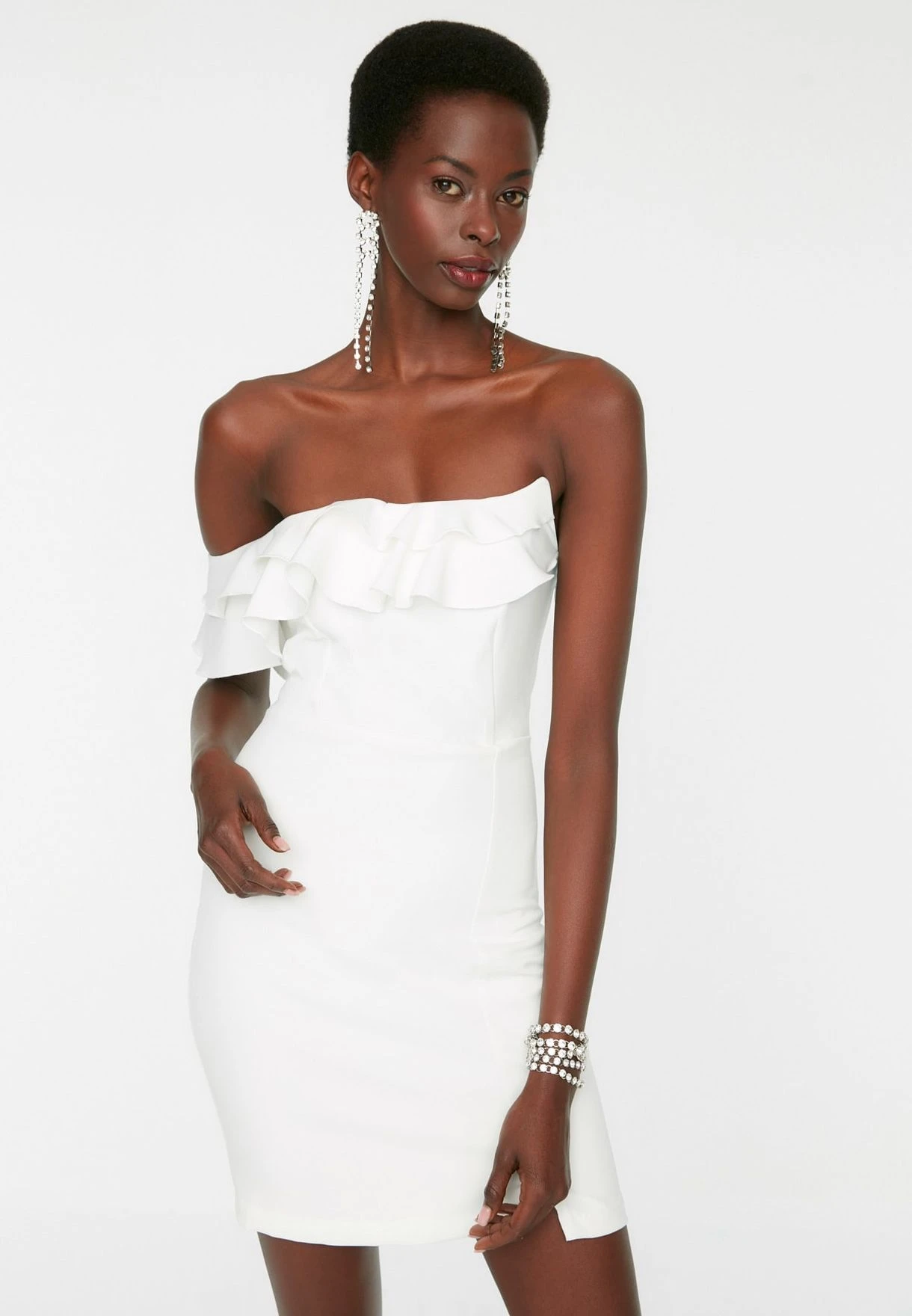 Trendyol One Shoulder Slit Hem Ruffle Detail Dress 2 Trendyol One Shoulder Slit Hem Ruffle Detail Dress - Image 2