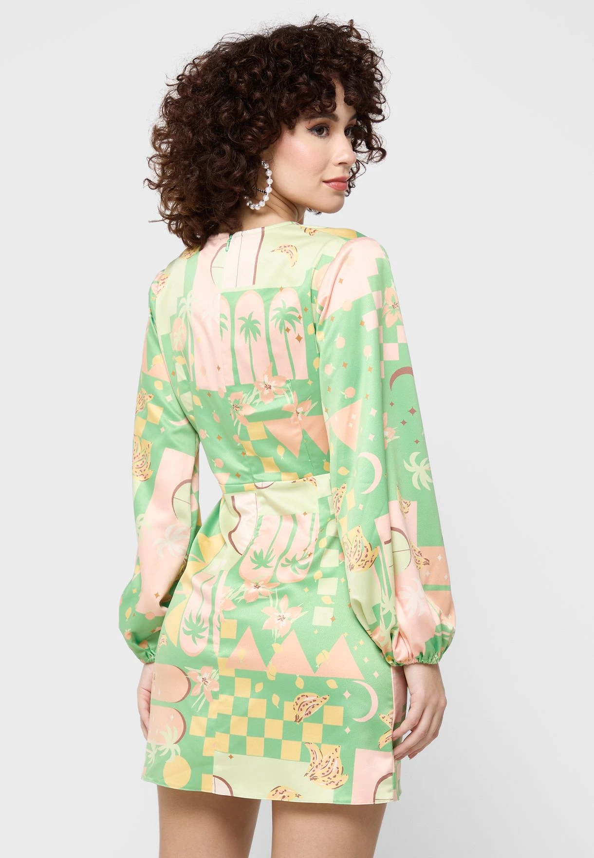 NEVER FULLY DRESSED Plunge Neck Printed Dress 2 NEVER FULLY DRESSED Plunge Neck Printed Dress - Image 2