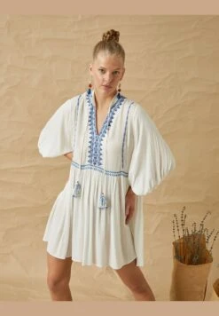 Koton Ethnic Embroidered Mini Dress Puff Sleeve -Silk Bloom Dresses Store 2 zoom desktop 46