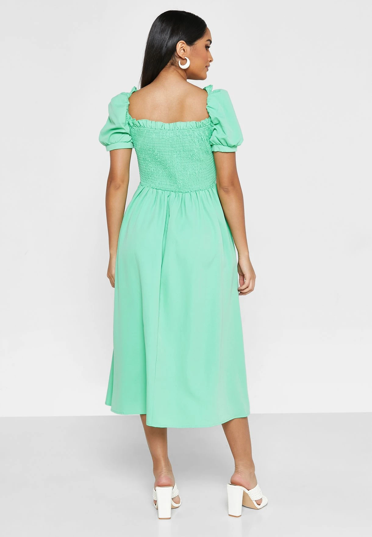 ELLA Shirred Detail Puff Sleeve Dress 2 ELLA Shirred Detail Puff Sleeve Dress - Image 2