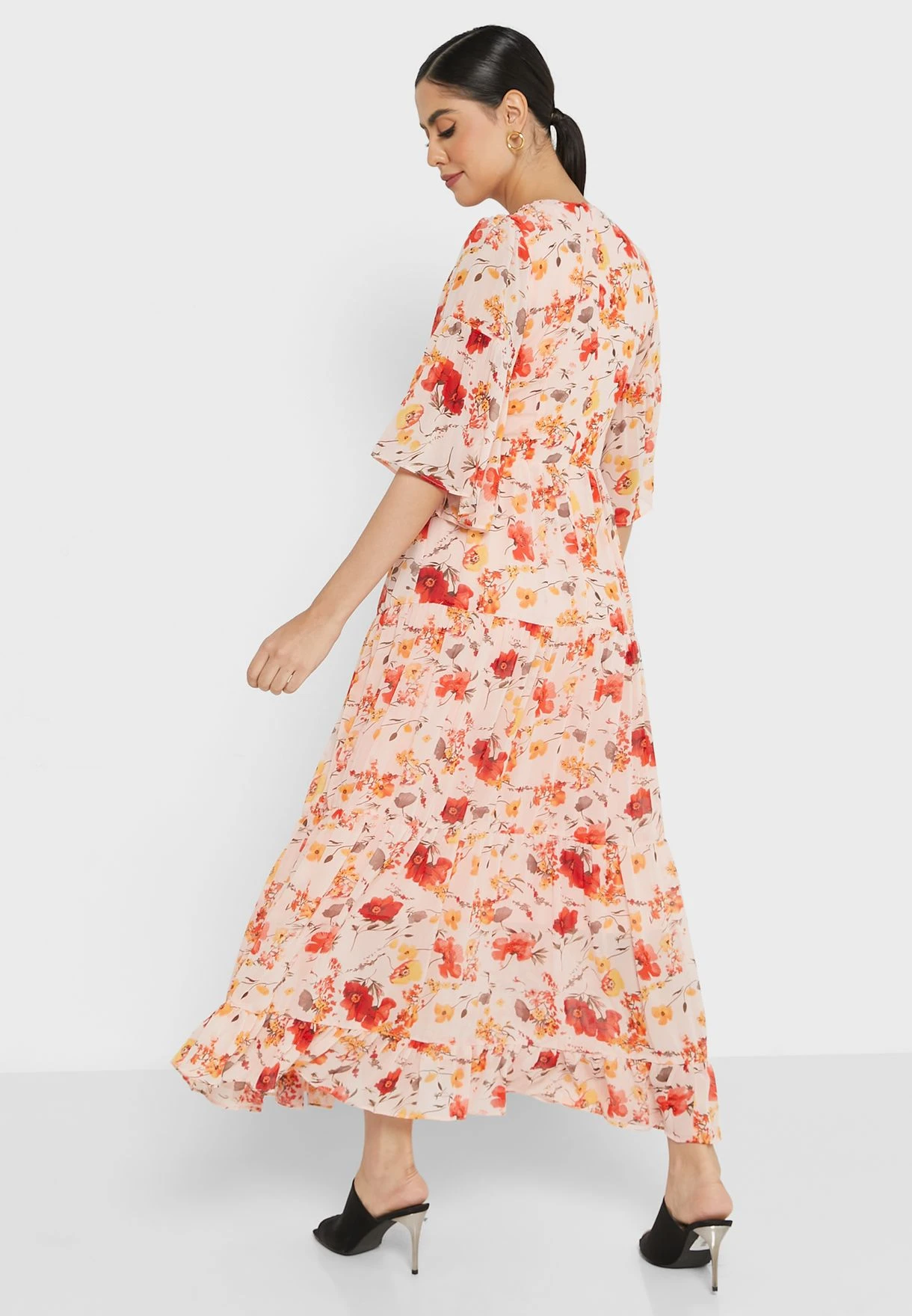 ELLA Flute Sleeve Floral Dress 2 ELLA Flute Sleeve Floral Dress - Image 2