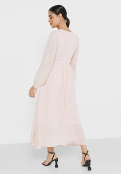 ELLA Self Textured Puff Sleeve Dress -Silk Bloom Dresses Store 2 zoom desktop 533