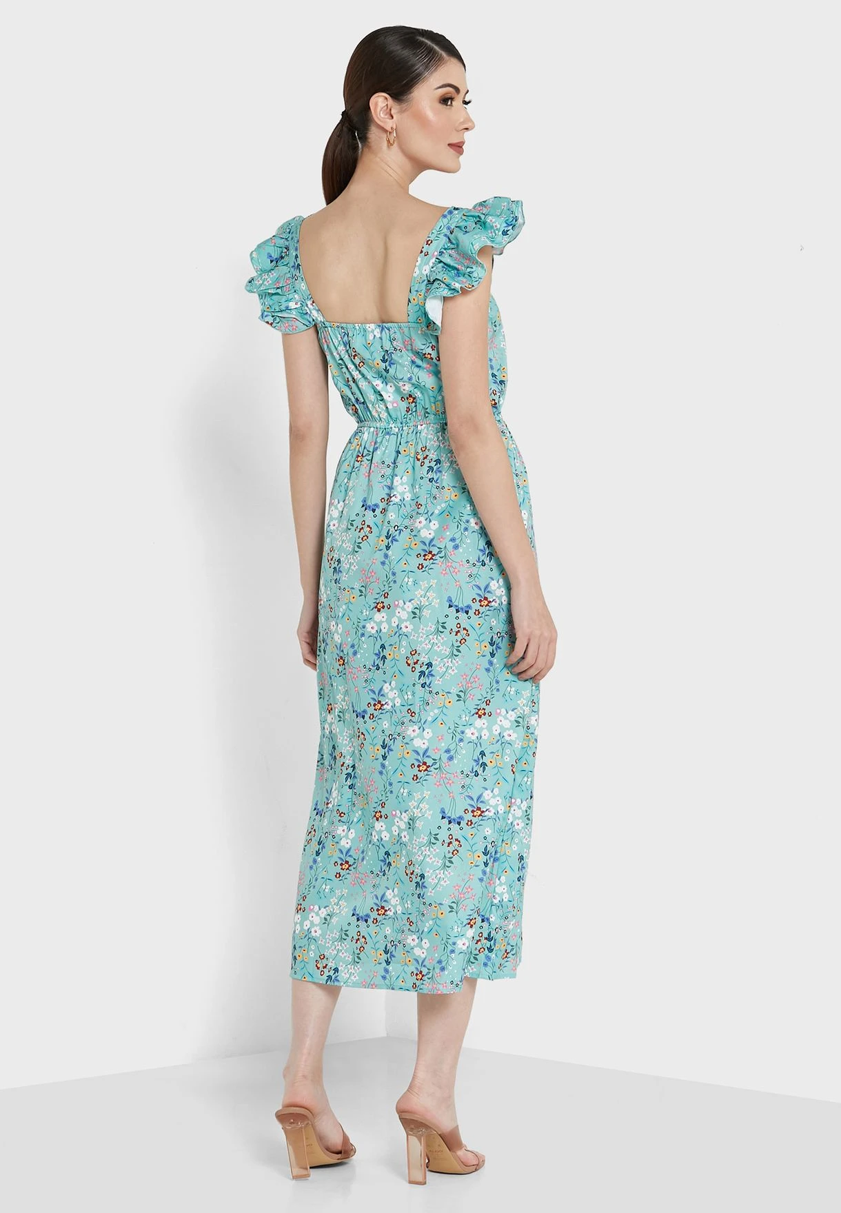 ELLA Printed Ruffled Shoulder Dress 2 ELLA Printed Ruffled Shoulder Dress - Image 2