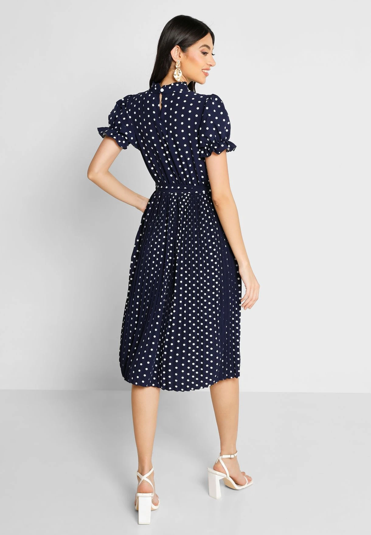 ELLA High Neck Pleat Detail Fit & Flare Dress 2 ELLA High Neck Pleat Detail Fit & Flare Dress - Image 2