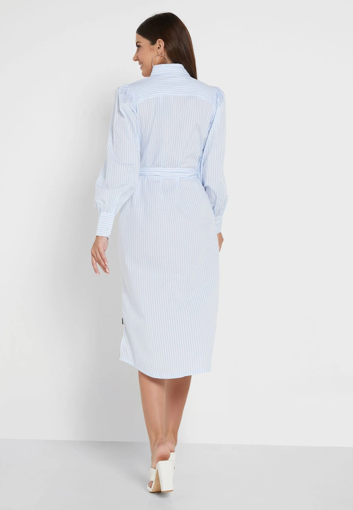 BEVERLY HILLS POLO CLUB Striped Puff Sleeve Belt Detail Dress 2 BEVERLY HILLS POLO CLUB Striped Puff Sleeve Belt Detail Dress - Image 2