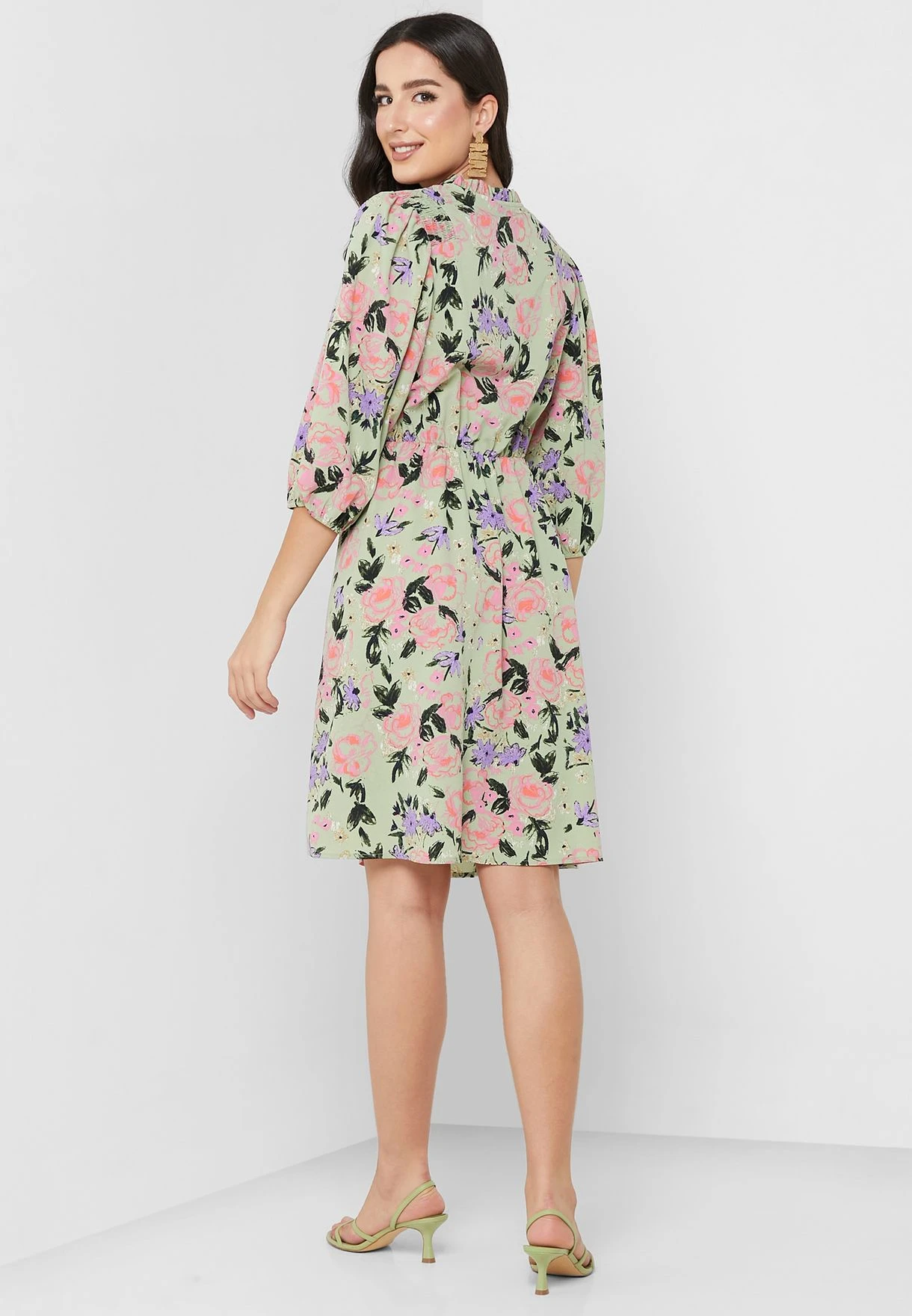 Vero Moda Puff Sleeve Tiered Dress 2 Vero Moda Puff Sleeve Tiered Dress - Image 2