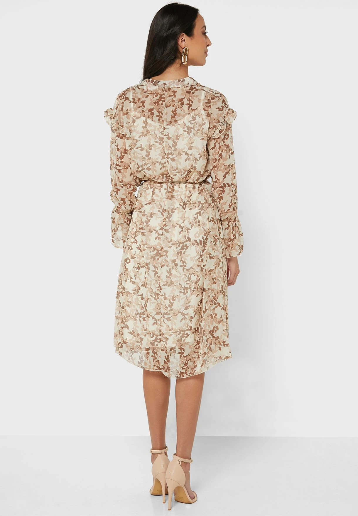 Floral Printed Puff Sleeve Tie Detail Dress 2 Floral Printed Puff Sleeve Tie Detail Dress - Image 2