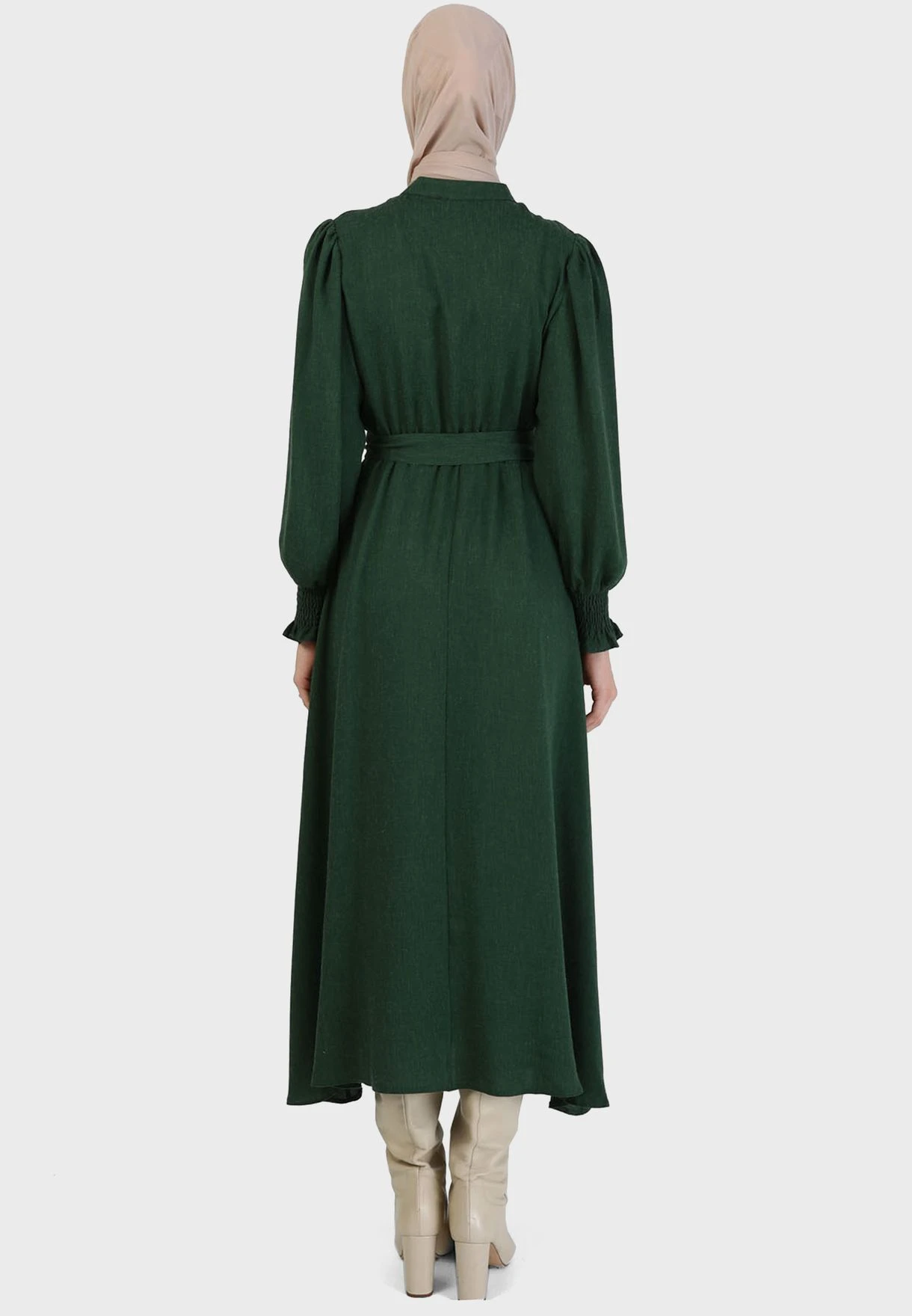 Shirred Balloon Sleeve Belted Dress 2 Shirred Balloon Sleeve Belted Dress - Image 2