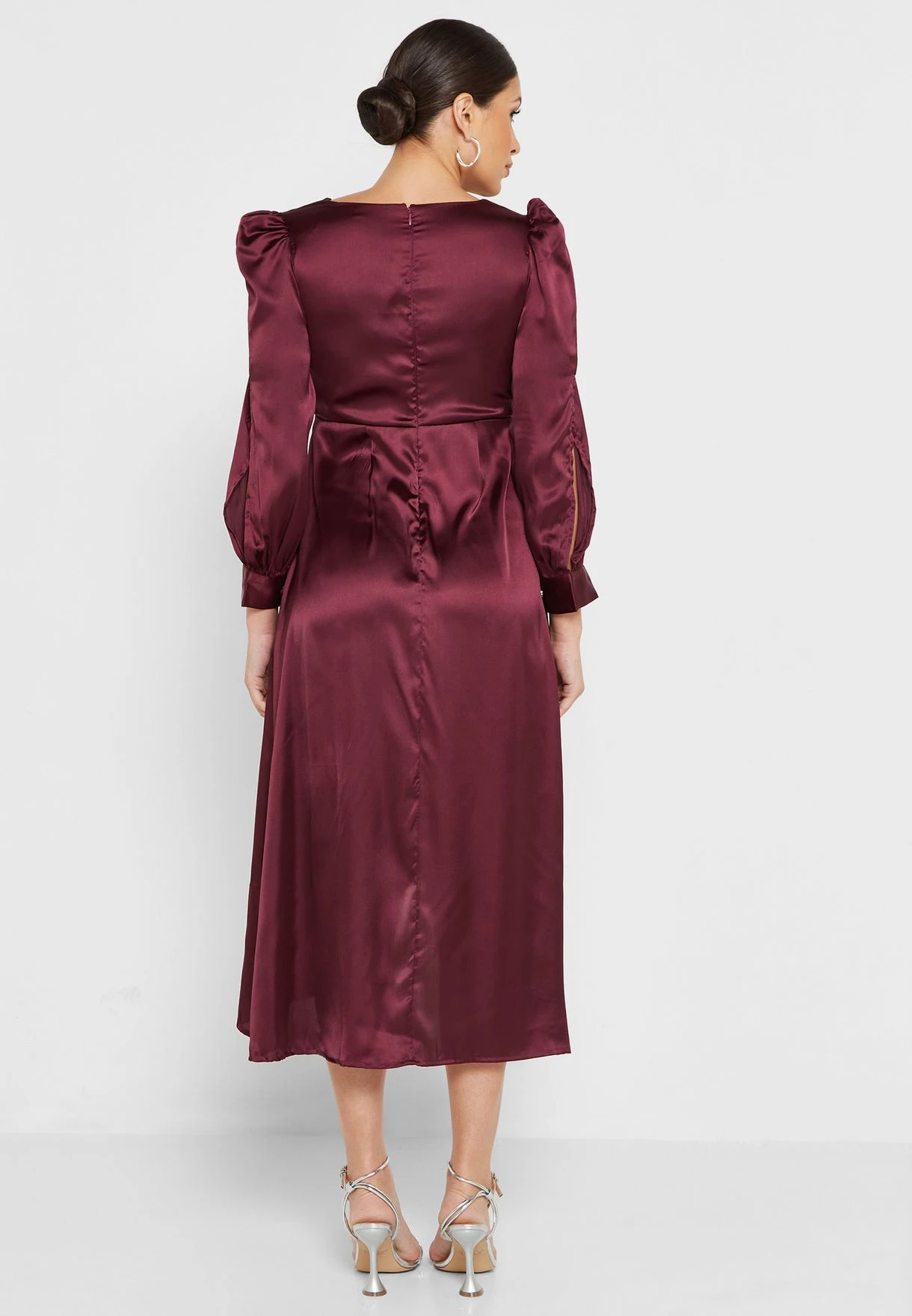 Puff Sleeve Asymmetrical Hem Dress 2 Puff Sleeve Asymmetrical Hem Dress - Image 2