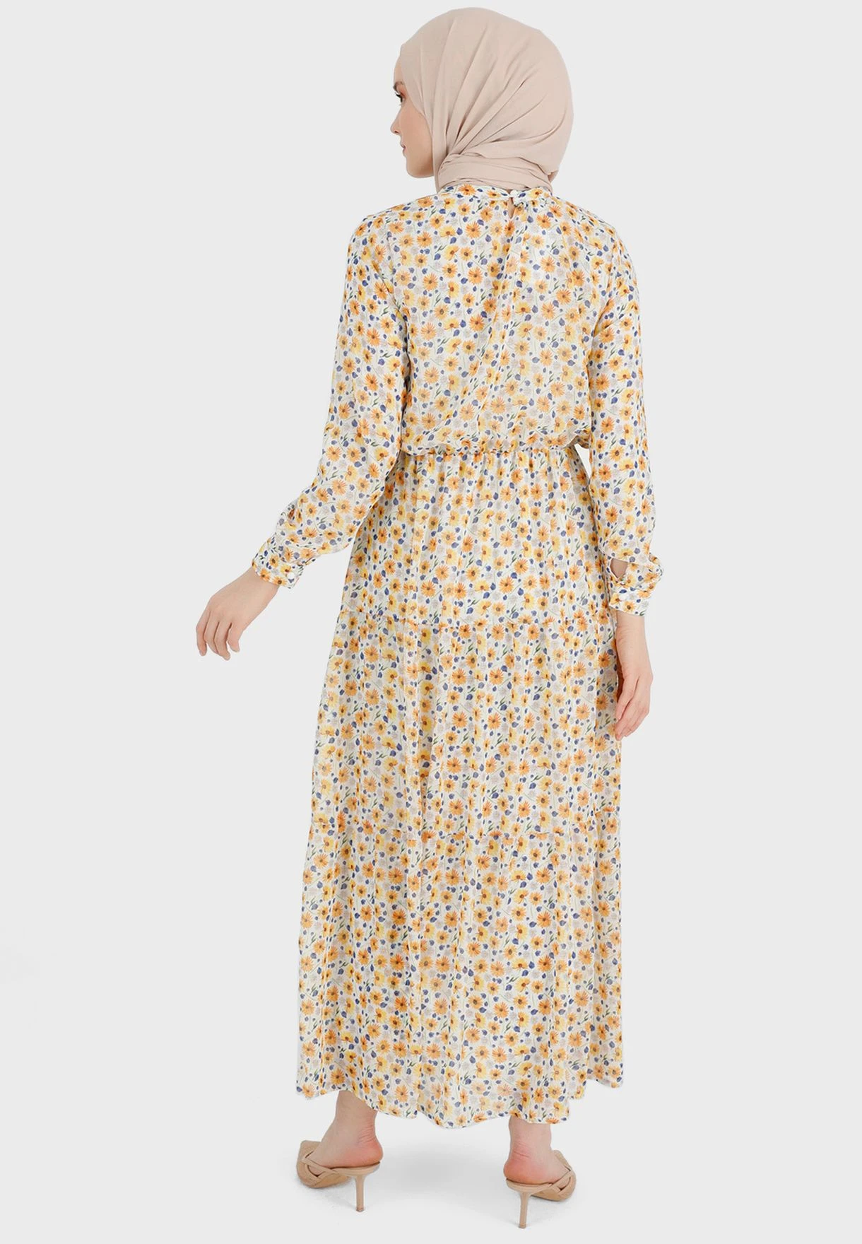 Balloon Sleeve Printed Tiered Dress 2 Balloon Sleeve Printed Tiered Dress - Image 2