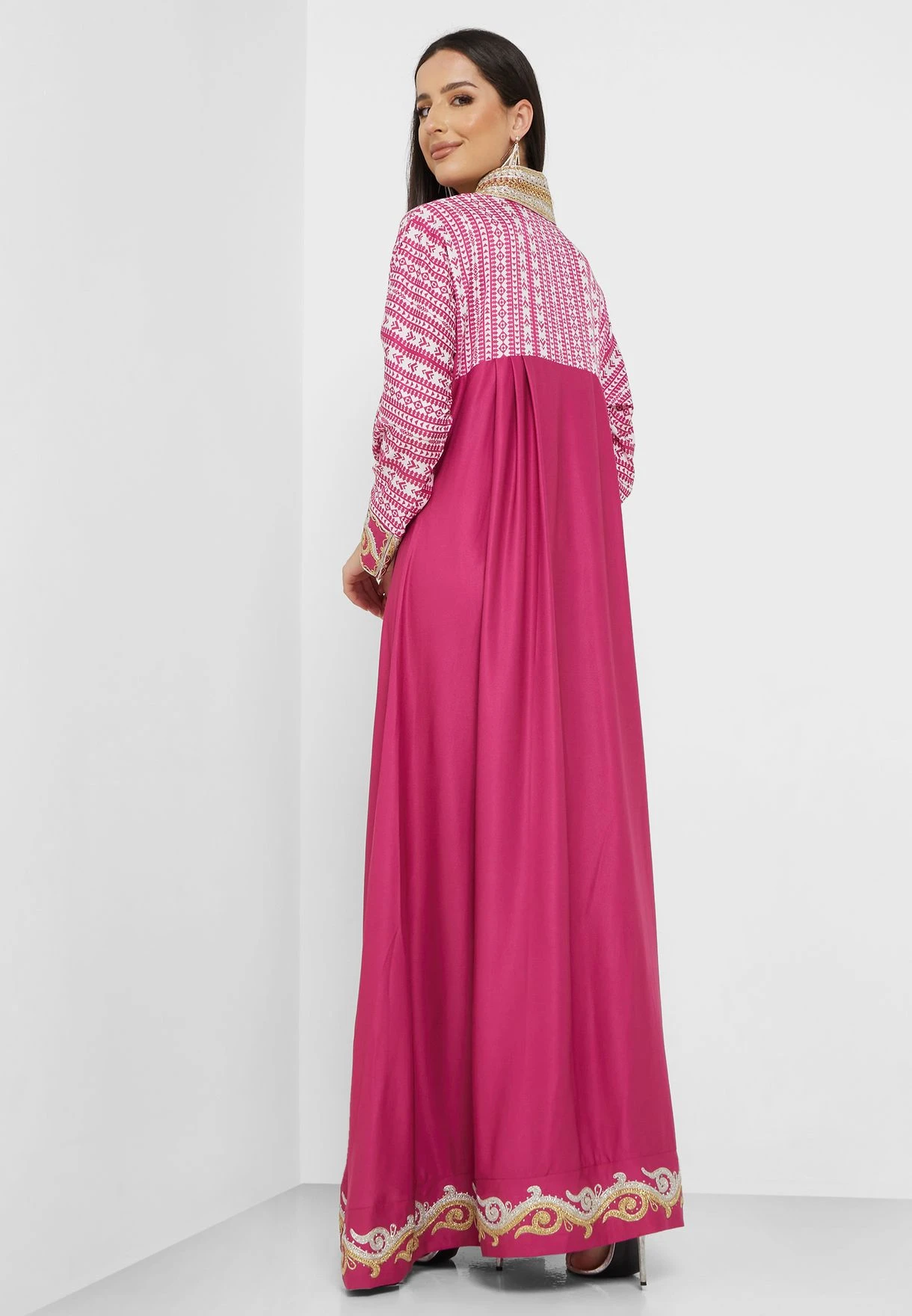 Color Block Printed Jalabiya 2 Color Block Printed Jalabiya - Image 2