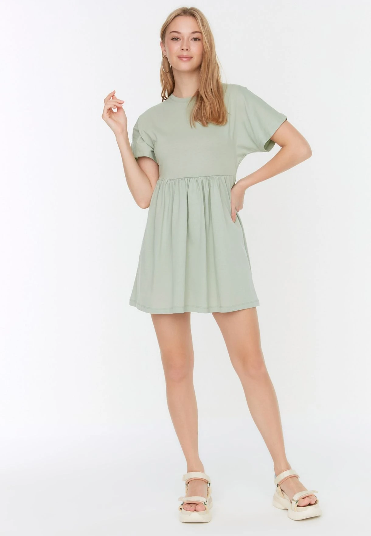 Trendyol Pleat Detail Knitted Dress 2 Trendyol Pleat Detail Knitted Dress - Image 2