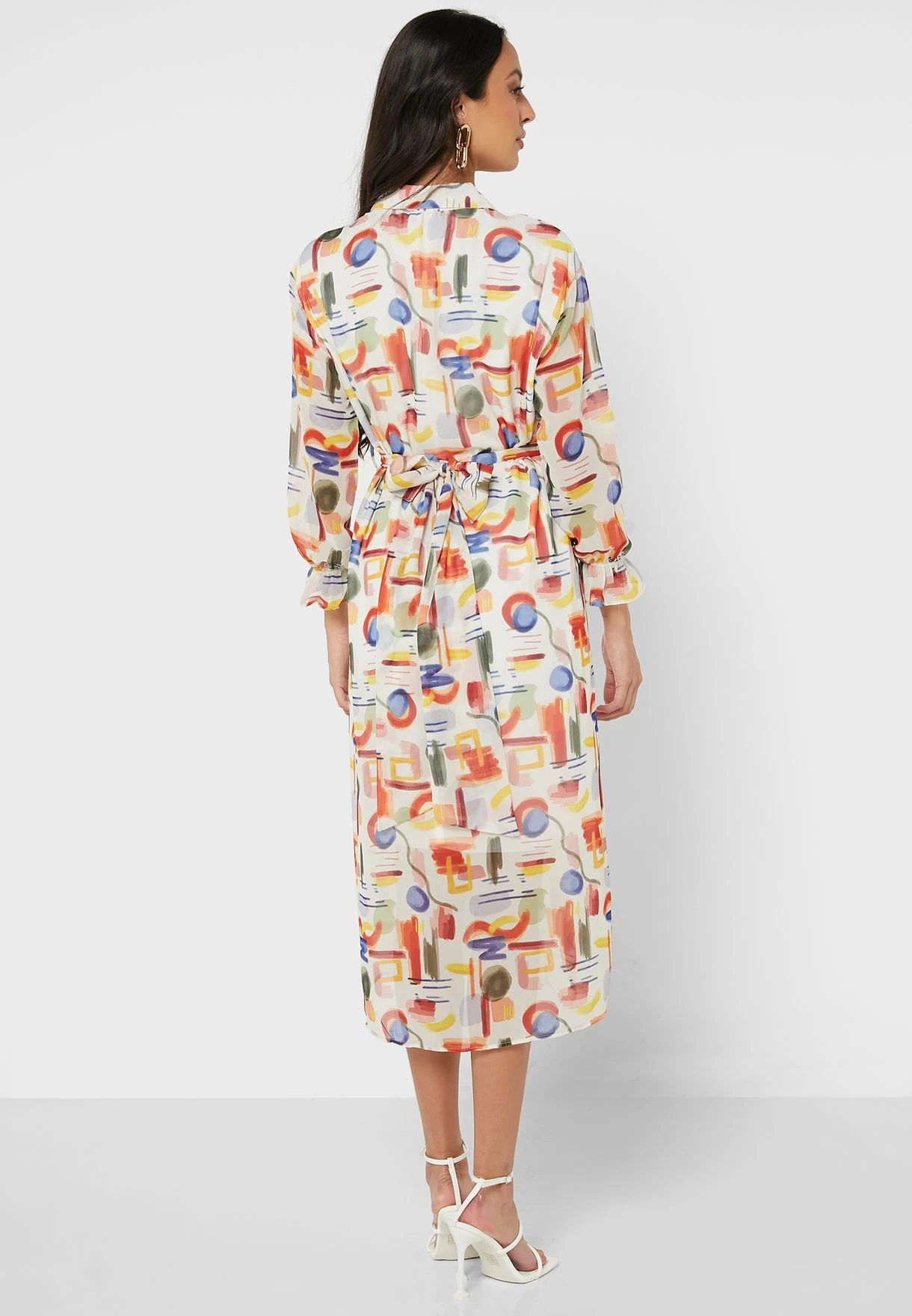 Printed Puff Sleeve Belted Dress 2 Printed Puff Sleeve Belted Dress - Image 2