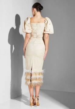 Balloon Sleeve Belted Dress