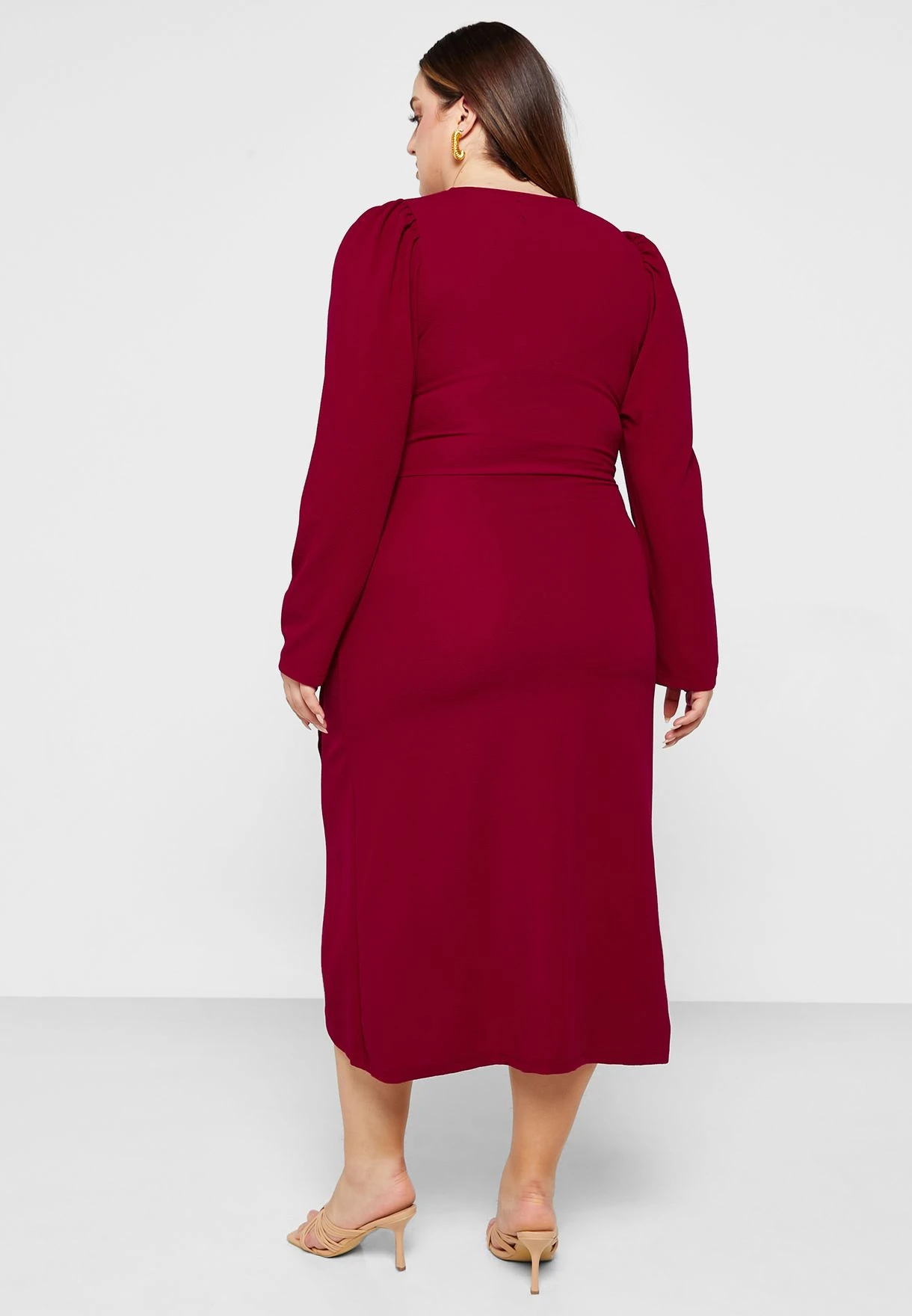 V Neck Puff Sleeve Dress 2 V Neck Puff Sleeve Dress - Image 2