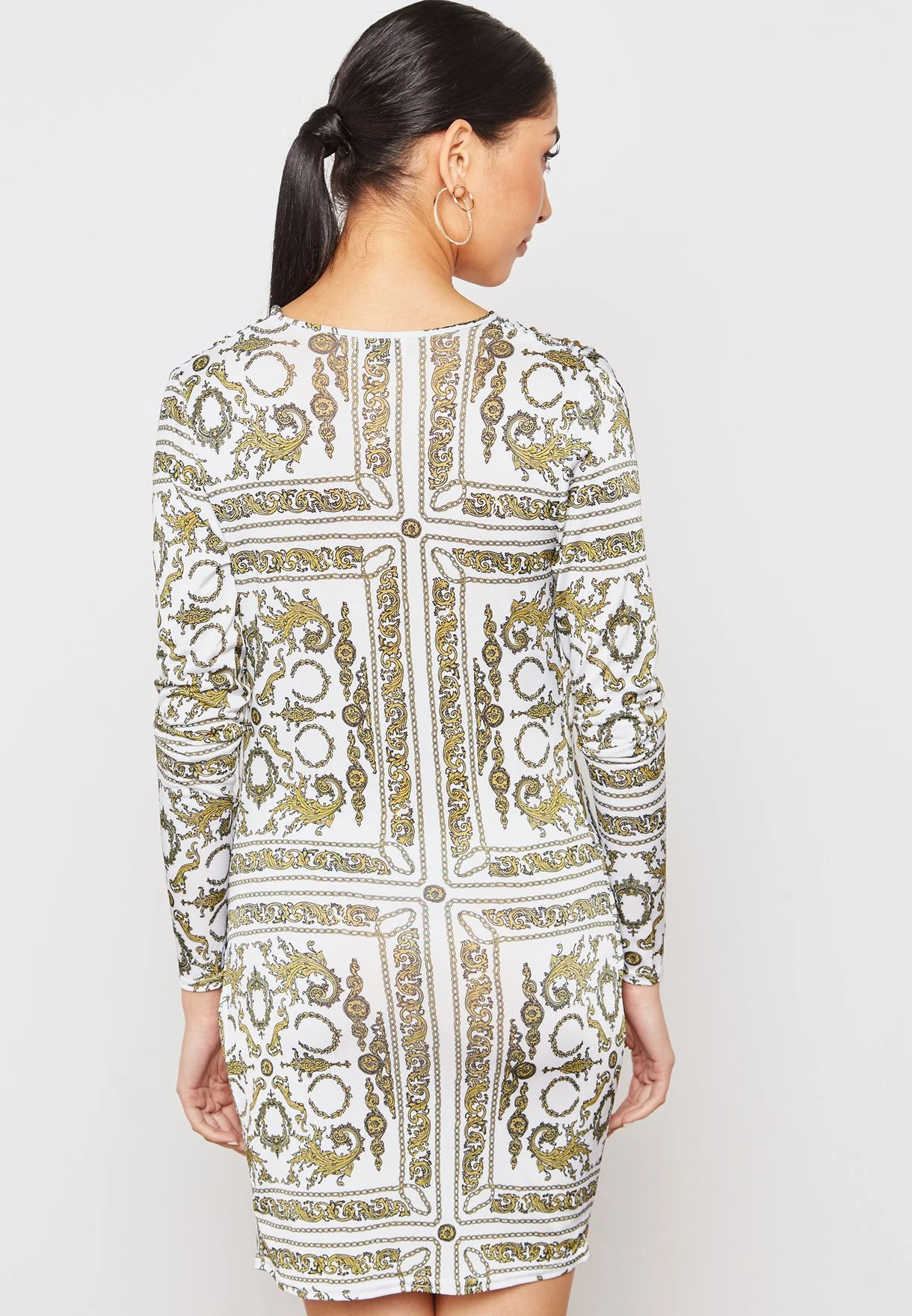 Baroque Print Wrap Front Drape Dress 2 Baroque Print Wrap Front Drape Dress - Image 2