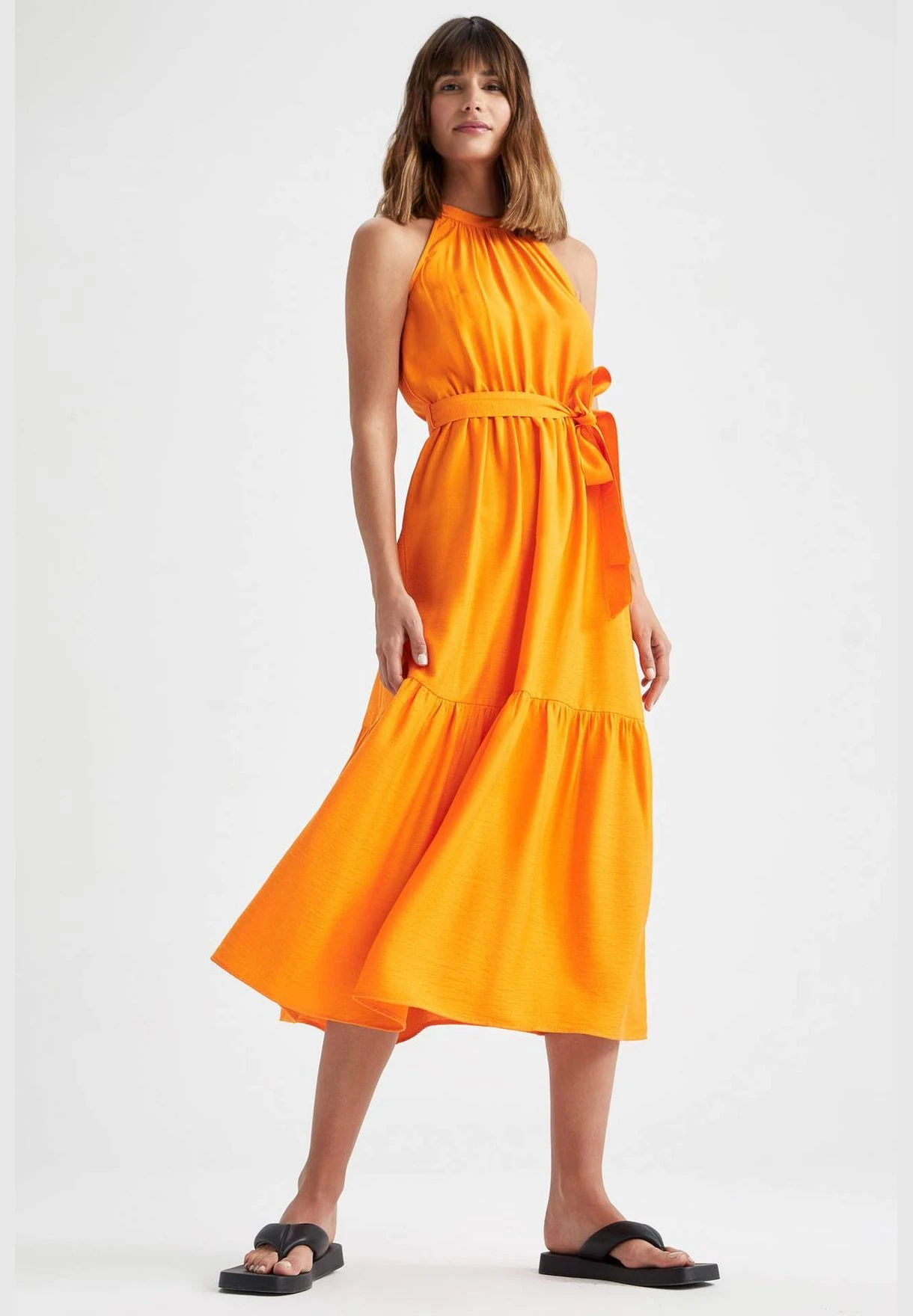 DeFacto High Neck Sleeveless Poplin Midi Dress 2 DeFacto High Neck Sleeveless Poplin Midi Dress - Image 2