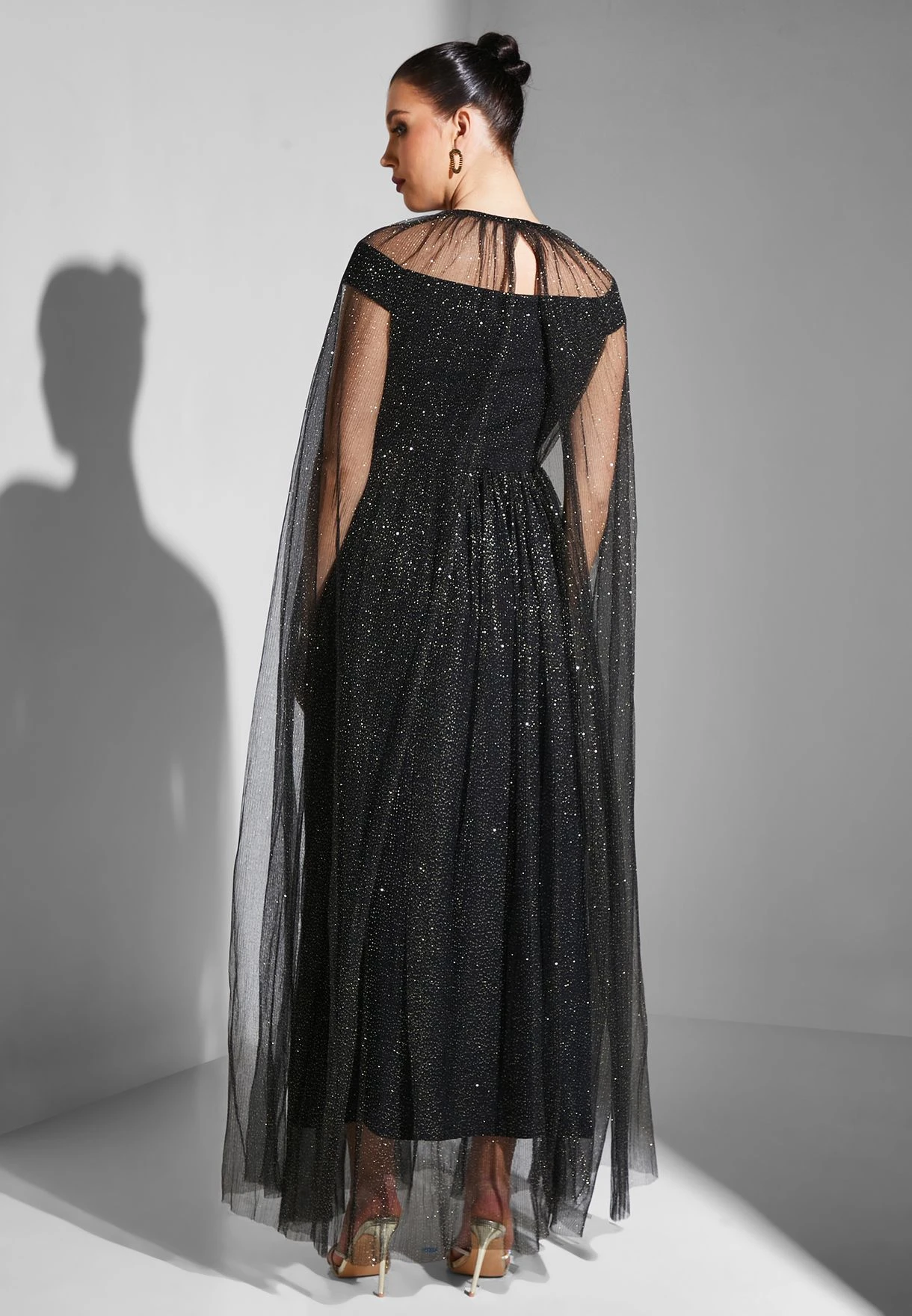 Cape Sleeve Mesh Dress 2 Cape Sleeve Mesh Dress - Image 2