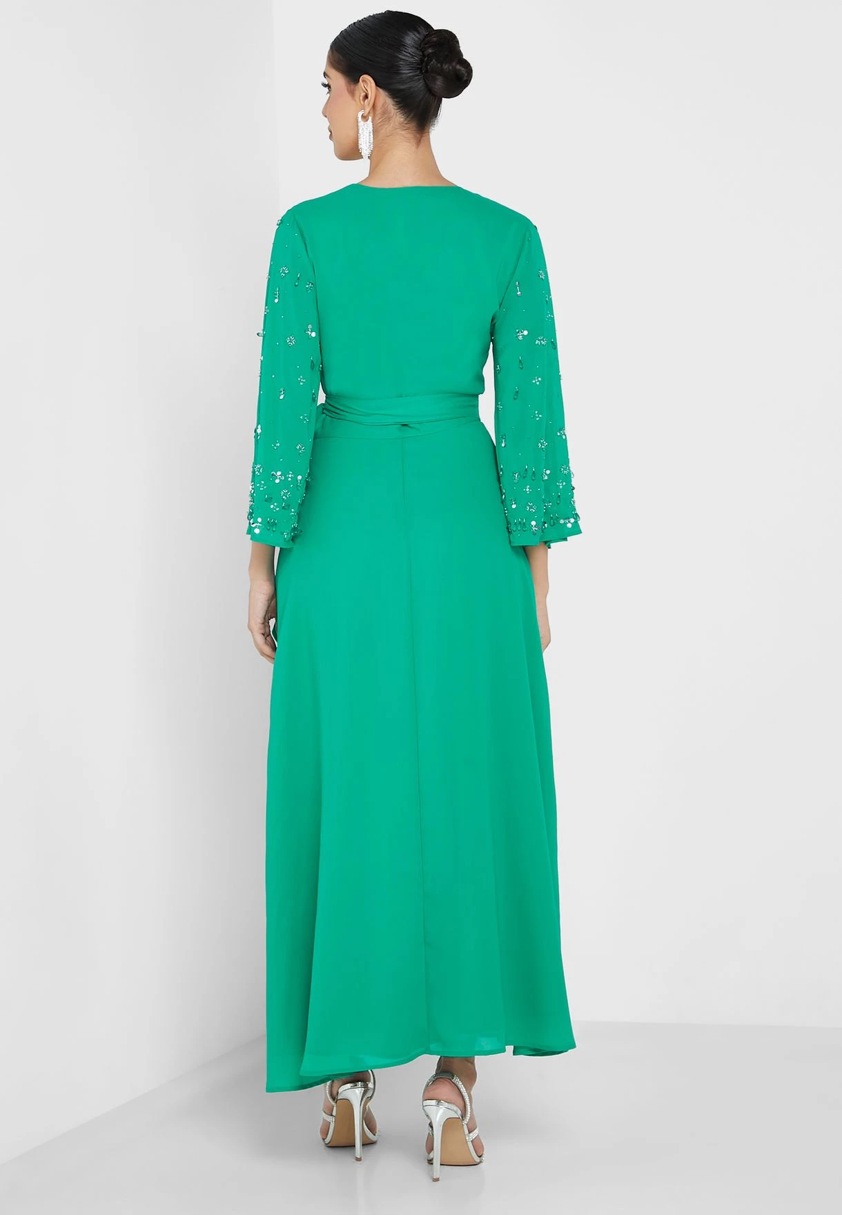 Embellished Sleeve Wrap Dress 2 Embellished Sleeve Wrap Dress - Image 2