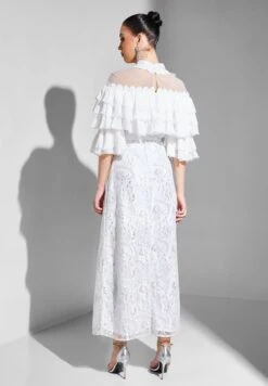 Ruffle High Neck Tie Detail Dress -Silk Bloom Dresses Store 2 zoom desktop 960