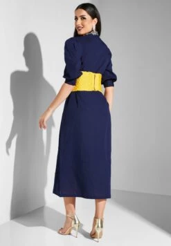 Keyhole Neck Puff Sleeve Dress -Silk Bloom Dresses Store 2 zoom desktop 968