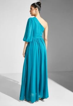 One Shoulder Puff Sleeve Dress -Silk Bloom Dresses Store 2 zoom desktop 974